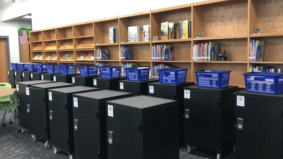 Row of laptop carts Row of laptop carts