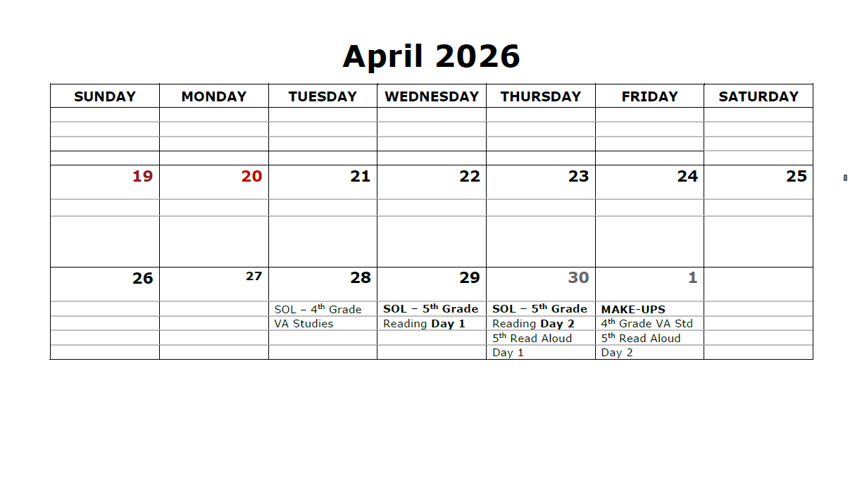 Apr SOL Dates