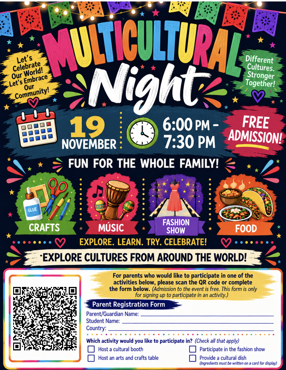 multicultural night information flyer