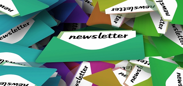 Colorful envelopes titled newsletter